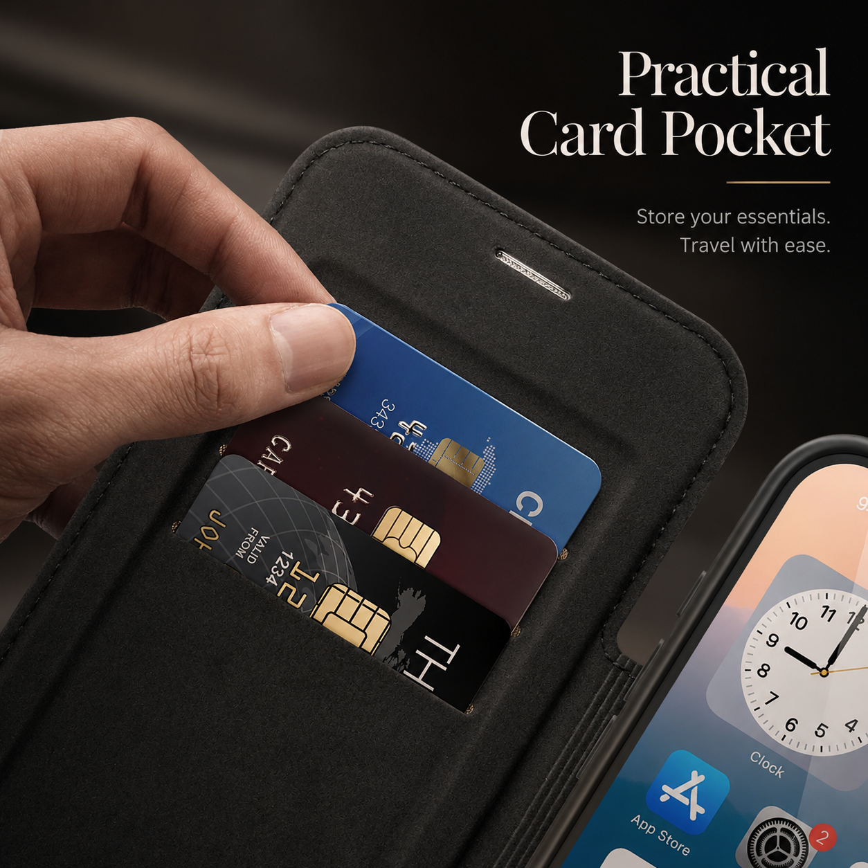 Premium iPhone Case RFID Blocking Leather Wallet Cover MagSafe Compatible Kickstand Card Holder Shockproof Protective Flip Case Wireless Charging