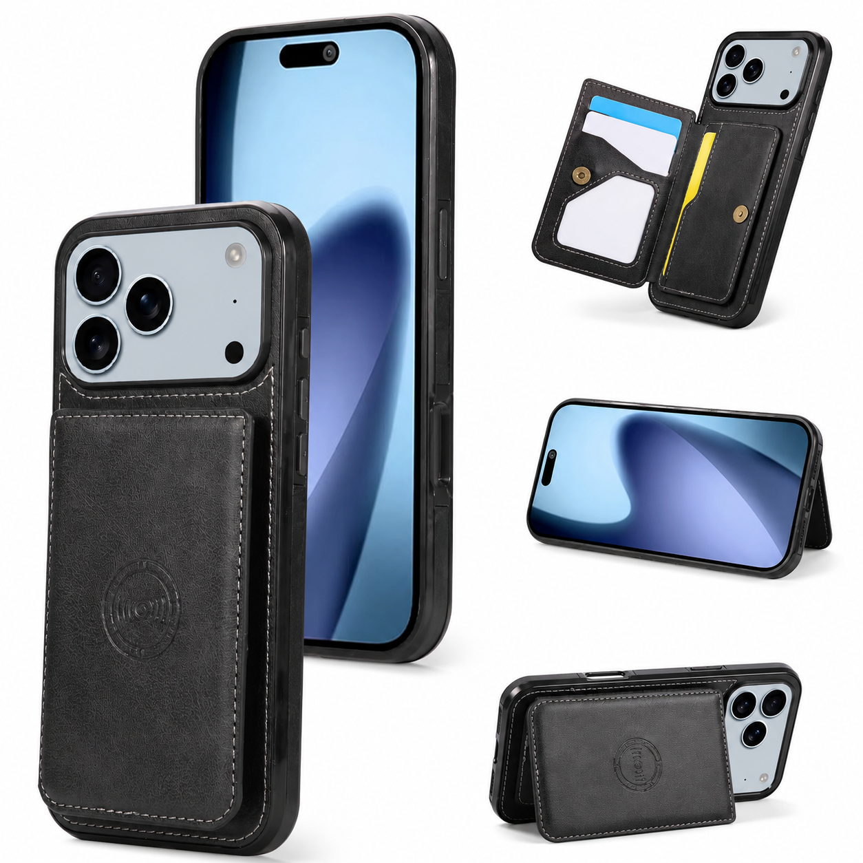 Premium iPhone Case RFID Blocking Magnetic Leather Wallet Cover Card Holder Camera Lens Protection Shockproof Anti Scratch Full Coverage