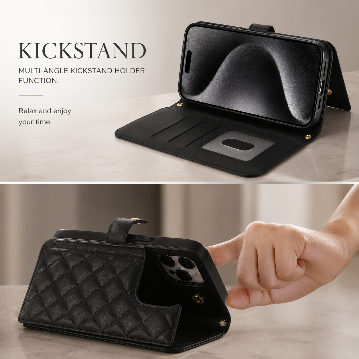 Premium iPhone Case RFID Blocking Wallet Crossbody Flip Cover Card Holder PU Leather Magnetic Closure Shockproof Protective Strap Design