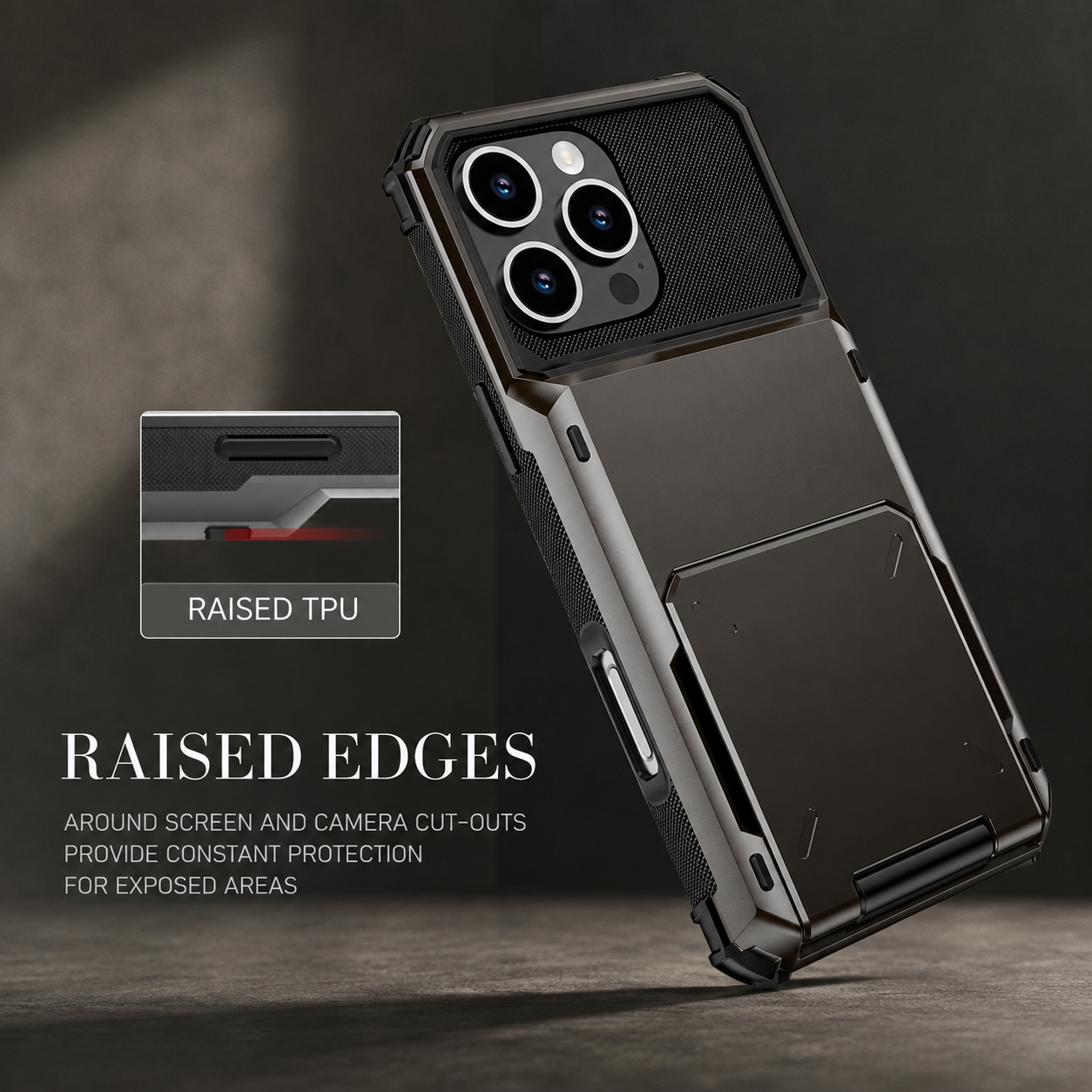 Premium iPhone Case Slide Wallet Card Holder Protective Cover Camera Lens Protection Dual Layer Shockproof Anti Scratch Non Slip Full Coverage