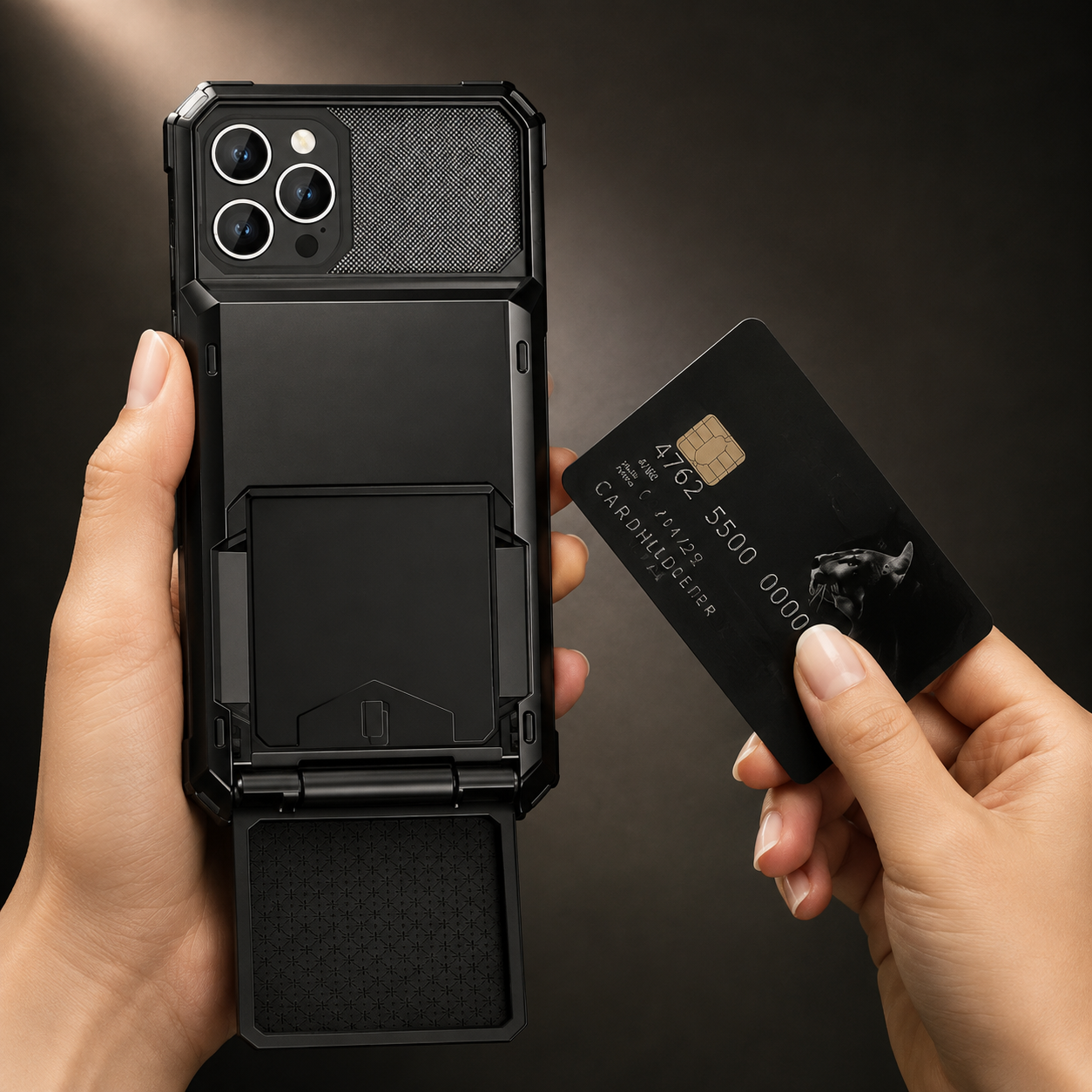 Premium iPhone Case Slide Wallet Card Holder Protective Cover Camera Lens Protection Dual Layer Shockproof Anti Scratch Non Slip Full Coverage
