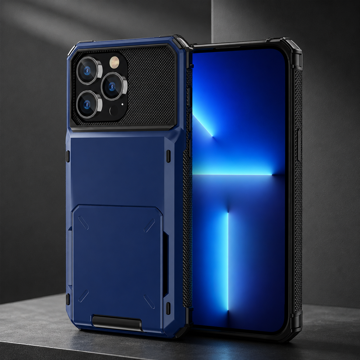 Premium iPhone Case Slide Wallet Card Holder Protective Cover Camera Lens Protection Dual Layer Shockproof Anti Scratch Non Slip Full Coverage