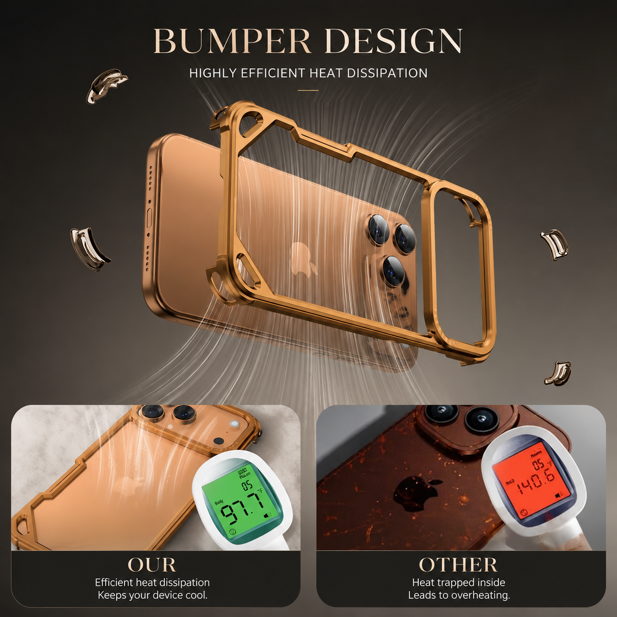 Premium iPhone Case Slim Aluminum Alloy Frameless Protective Cover Shockproof Camera Lens Protection Wireless Charging Compatible Design