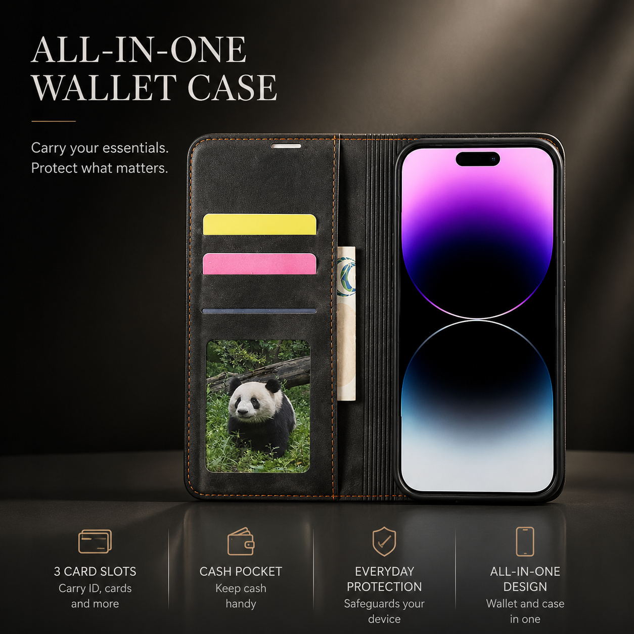 Premium iPhone Case Suede Leather Wallet Flip Cover Magnetic Closure Card Holder Shockproof Protective Cover Slim Luxury Design