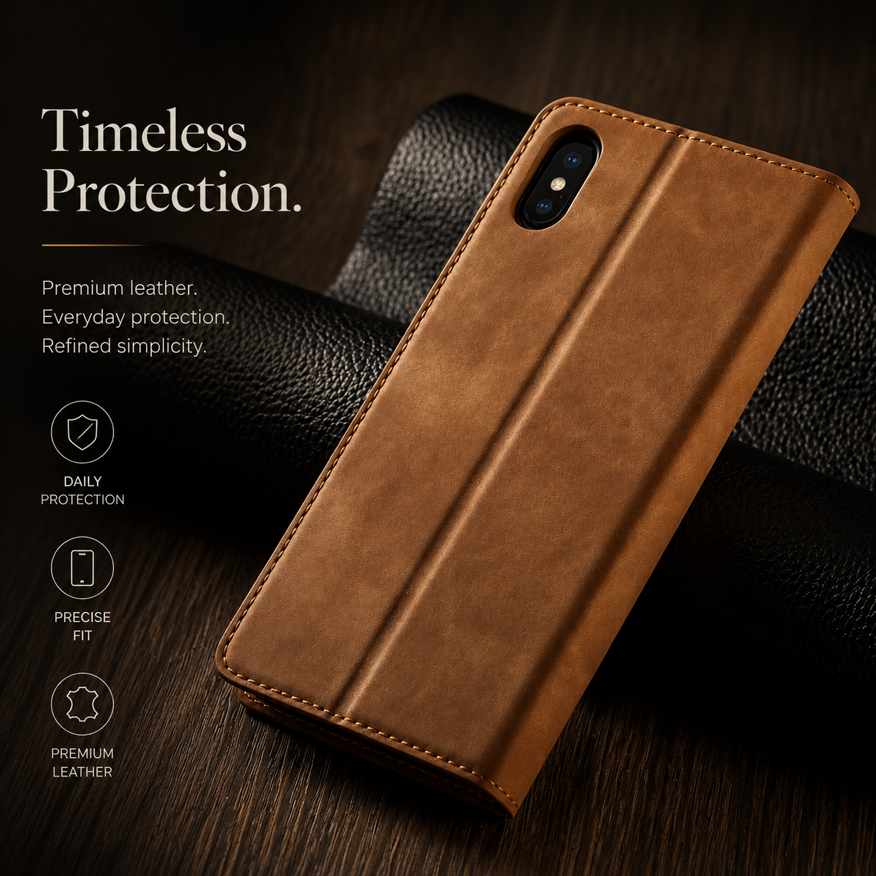 Premium iPhone Case Suede Leather Wallet Flip Cover Magnetic Closure Card Holder Shockproof Protective Cover Slim Luxury Design