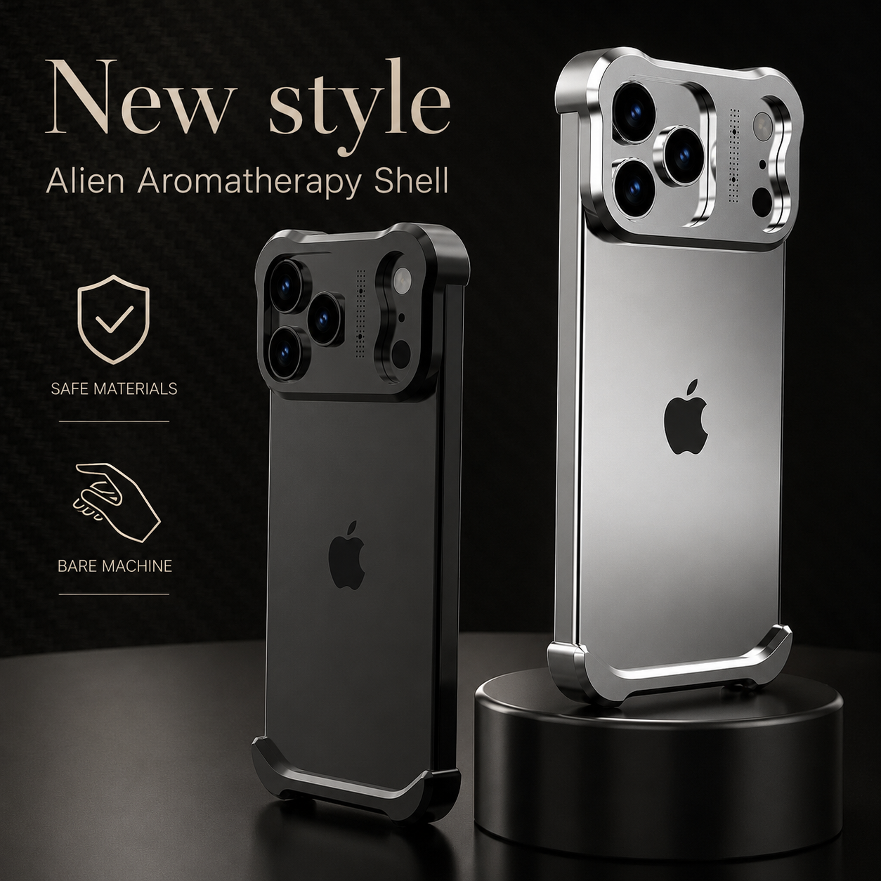Premium iPhone Case Titanium Alloy Borderless Bumper Metal Frame Camera Lens Protection Shockproof Matte Anti Slip Lightweight Protective Design Cover