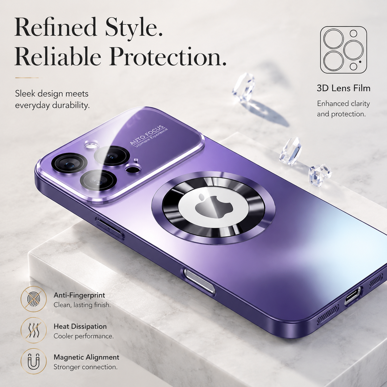 Premium iPhone Case Titanium MagSafe Compatible Magnetic Cover Glass Camera Lens Protection Shockproof Anti Fingerprint Anti Scratch Half Wrapped Design