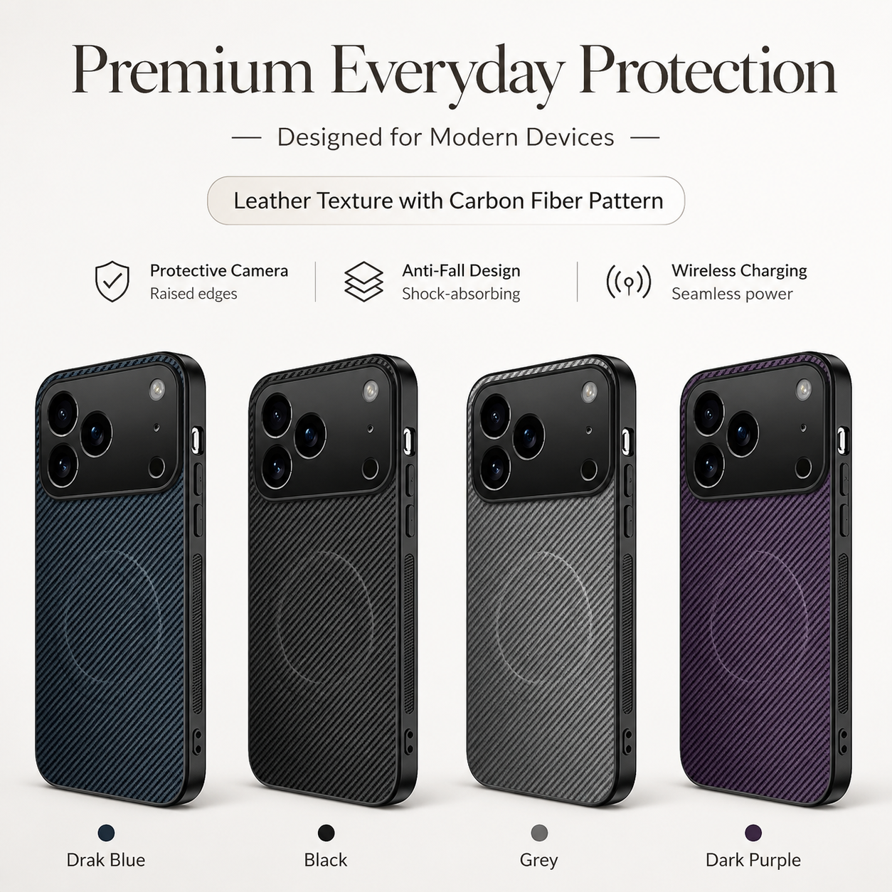 Premium iPhone Case Ultra Thin Carbon Fiber Magnetic Protective Cover Shockproof Wireless Charging Compatible Scratch Resistant Slim Full Coverage