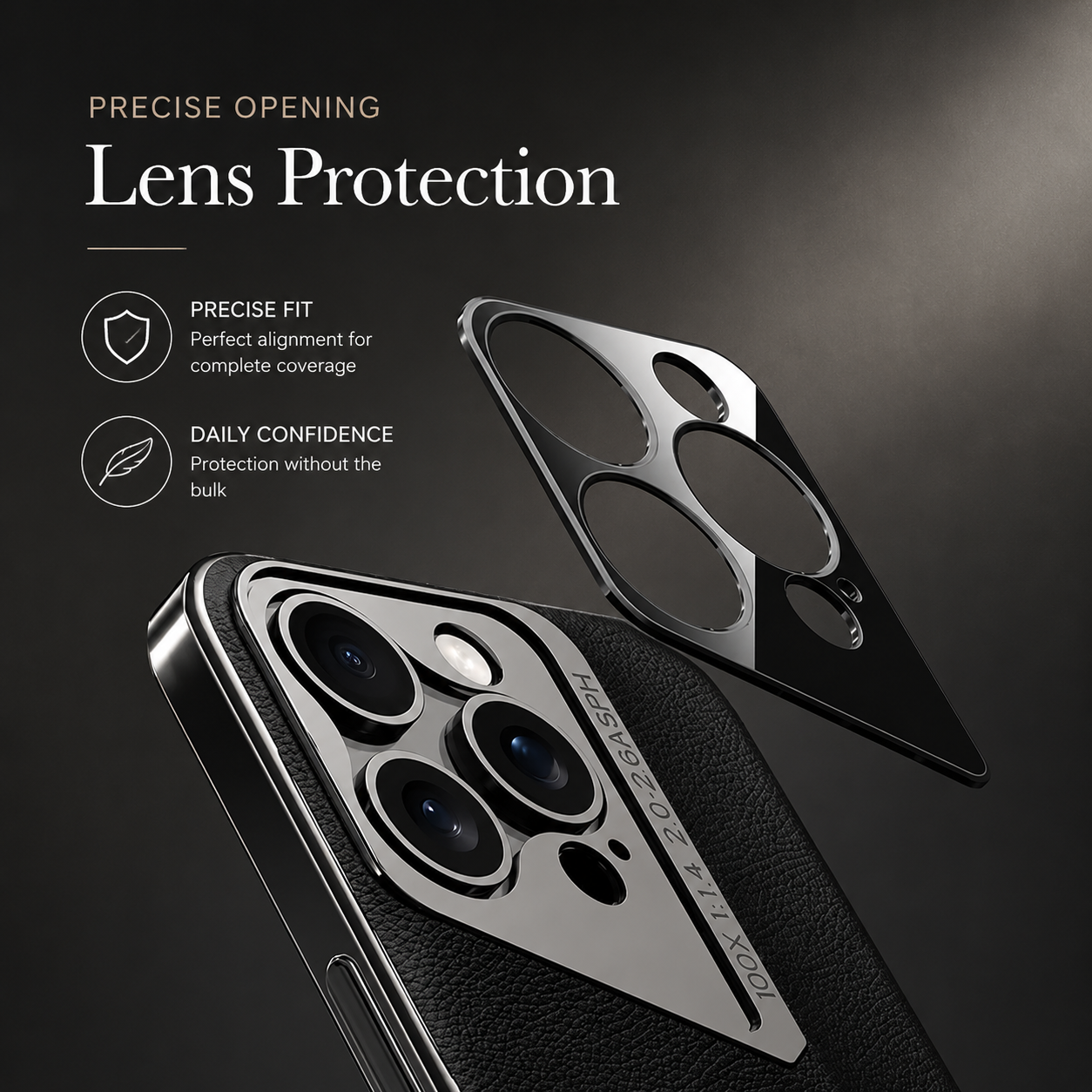 Premium iPhone Case Vegan Leather Hard Back Protective Cover Camera Lens Protection Anti-Fingerprint Anti-Scratch Slim Lightweight Wireless Charging Compatible Full Coverage