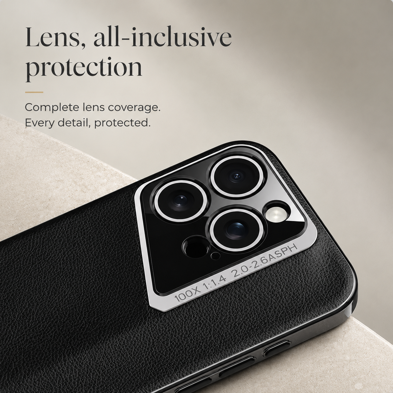 Premium iPhone Case Vegan Leather Hard Back Protective Cover Camera Lens Protection Anti-Fingerprint Anti-Scratch Slim Lightweight Wireless Charging Compatible Full Coverage