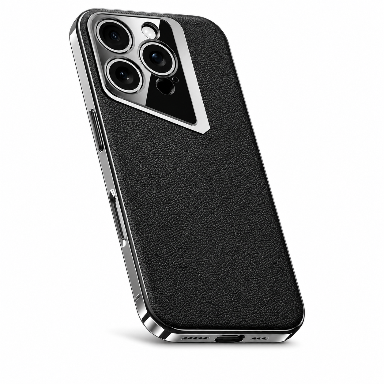 Premium iPhone Case Vegan Leather Hard Back Protective Cover Camera Lens Protection Anti-Fingerprint Anti-Scratch Slim Lightweight Wireless Charging Compatible Full Coverage