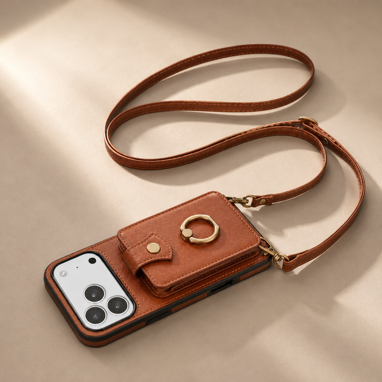 Premium iPhone Case Wallet Cover Card Holder RFID Blocking PU Leather Protective Case 360 Rotating Ring Kickstand Shockproof Full Coverage Design
