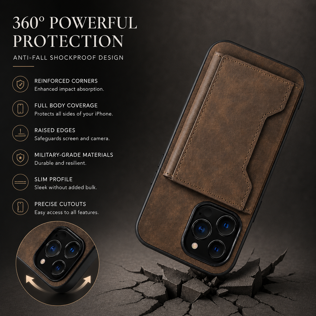 Premium iPhone Case Wallet MagSafe Compatible Detachable Leather Flip Cover Card Holder Shockproof Protective Stand RFID Style Full Coverage Design