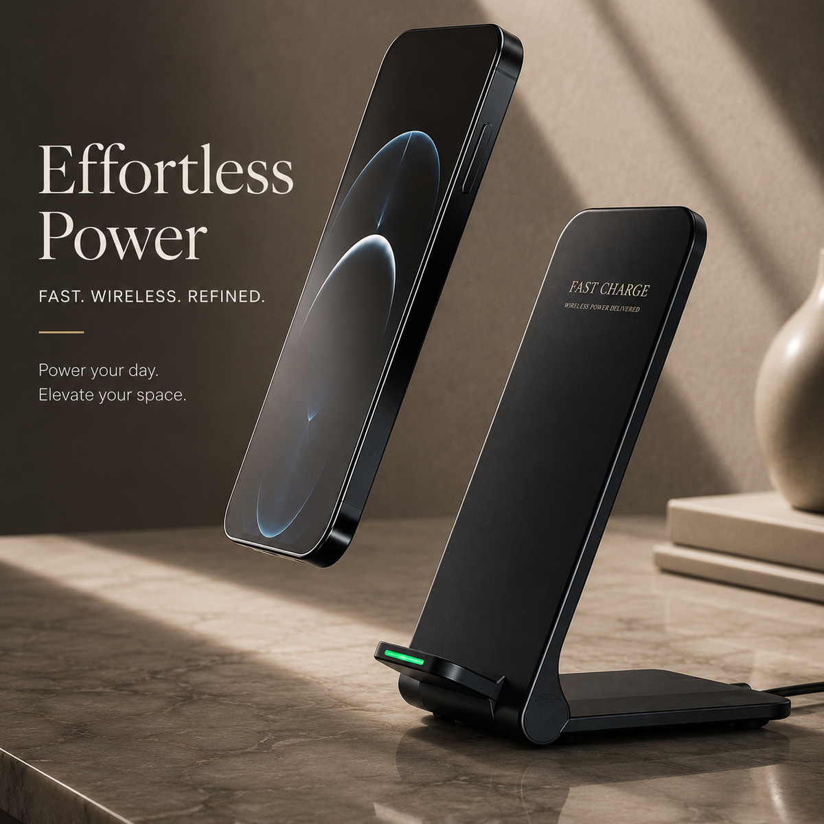 Premium 30W Wireless Charger Stand Fast Charging Foldable Phone Charging Stand USB C Vertical Horizontal Viewing Compatible with iPhone Travel Design