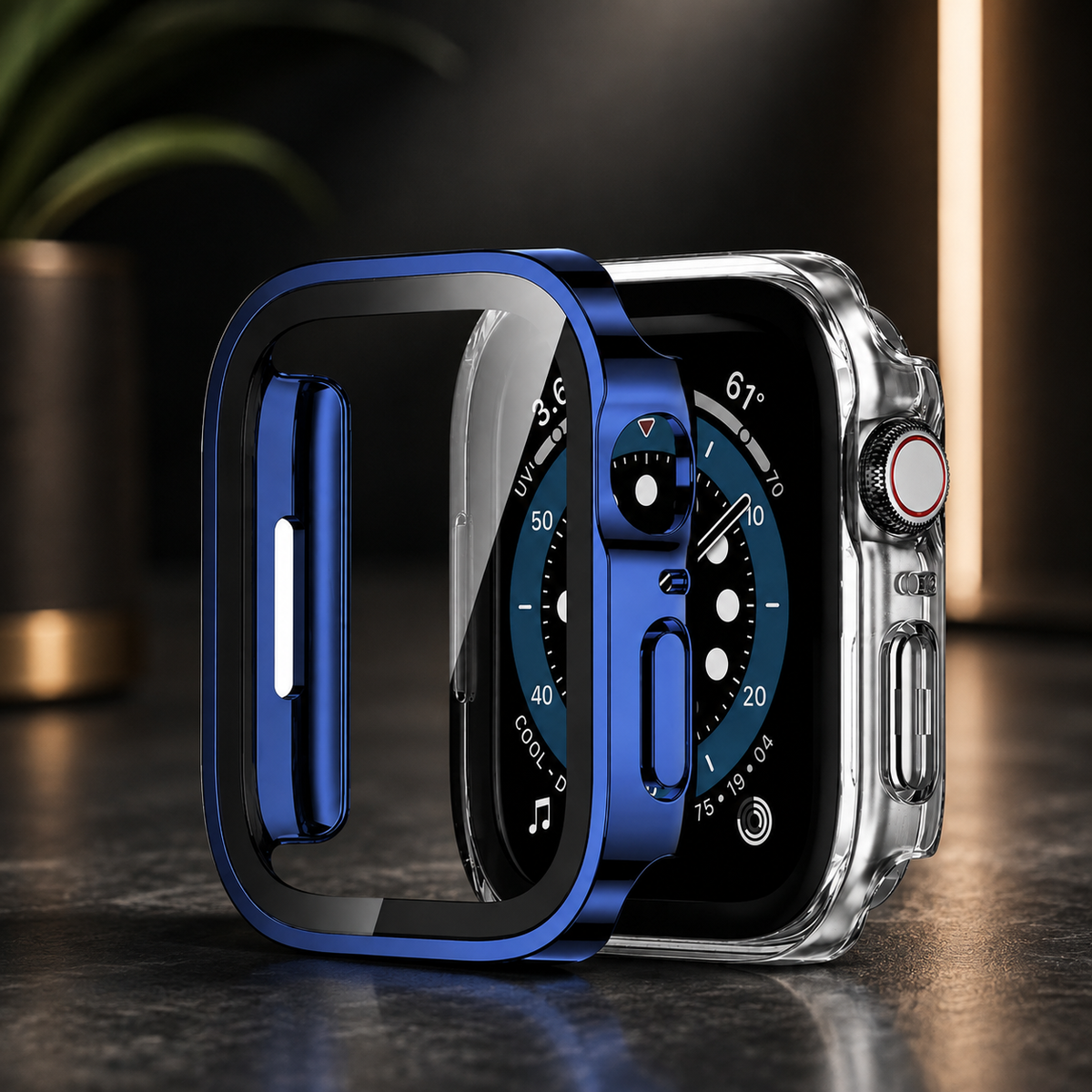 Premium Apple Watch Tempered Glass Case Full Coverage Screen Protector Shock Resistant Protective Cover Scratch Resistant Straight Edge Compatible with Apple Watch