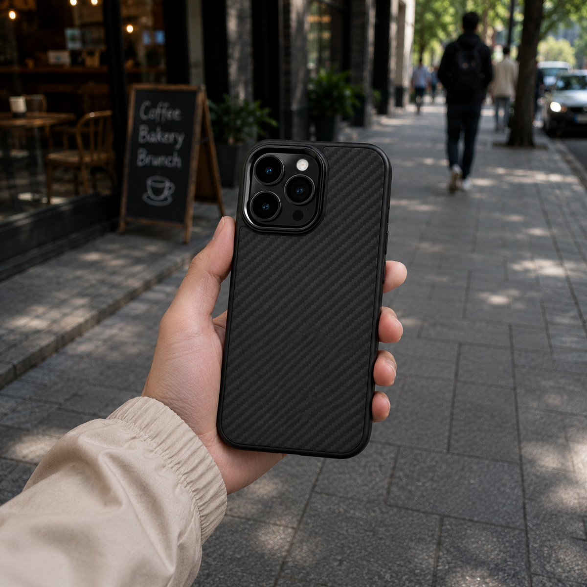Premium Luxury iPhone Case Carbon Fiber Aramid Armor Cover Metal Frame Shockproof Full Coverage Wireless Charging Protective Durable Design Finish