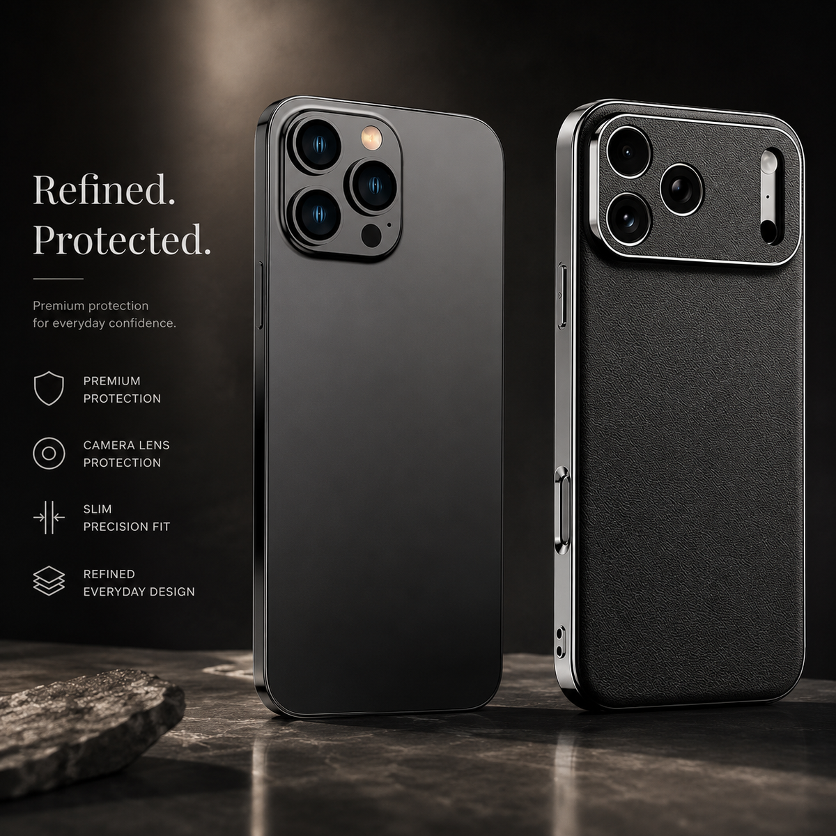 Premium Luxury iPhone Case Genuine Cowhide Leather Cover Shockproof Frame Full Camera Lens Protection Anti Slip Matte Finish Slim Protective Design