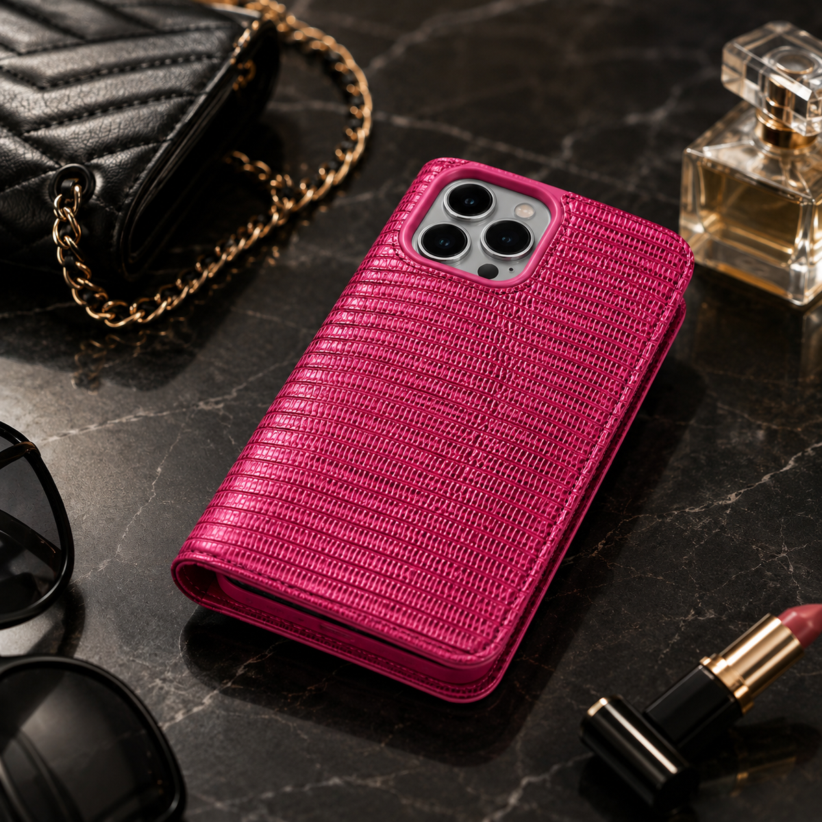 Premium Luxury iPhone Case Genuine Leather Flip Cover Card Slot Ultra Slim Shockproof Full Protection Durable Design Finish Magnetic Closure