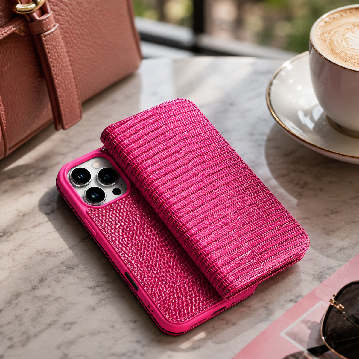Premium Luxury iPhone Case Genuine Leather Flip Cover Card Slot Ultra Slim Shockproof Full Protection Durable Design Finish Magnetic Closure