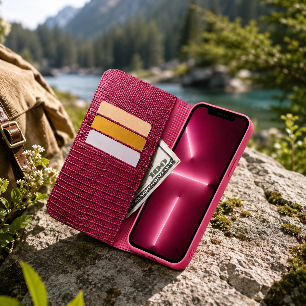 Premium Luxury iPhone Case Genuine Leather Flip Cover Card Slot Ultra Slim Shockproof Full Protection Durable Design Finish Magnetic Closure