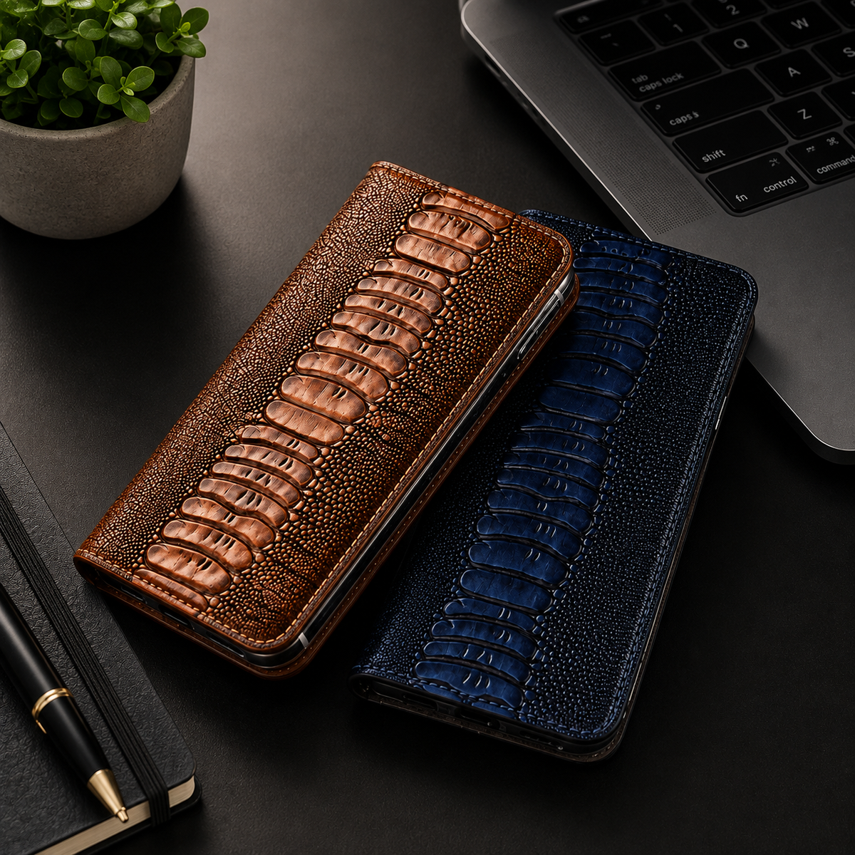 Premium Luxury iPhone Case Genuine Leather Flip Wallet Cover Card Holder Magnetic Closure Shockproof Full Body Protection Slim Elegant Design Finish