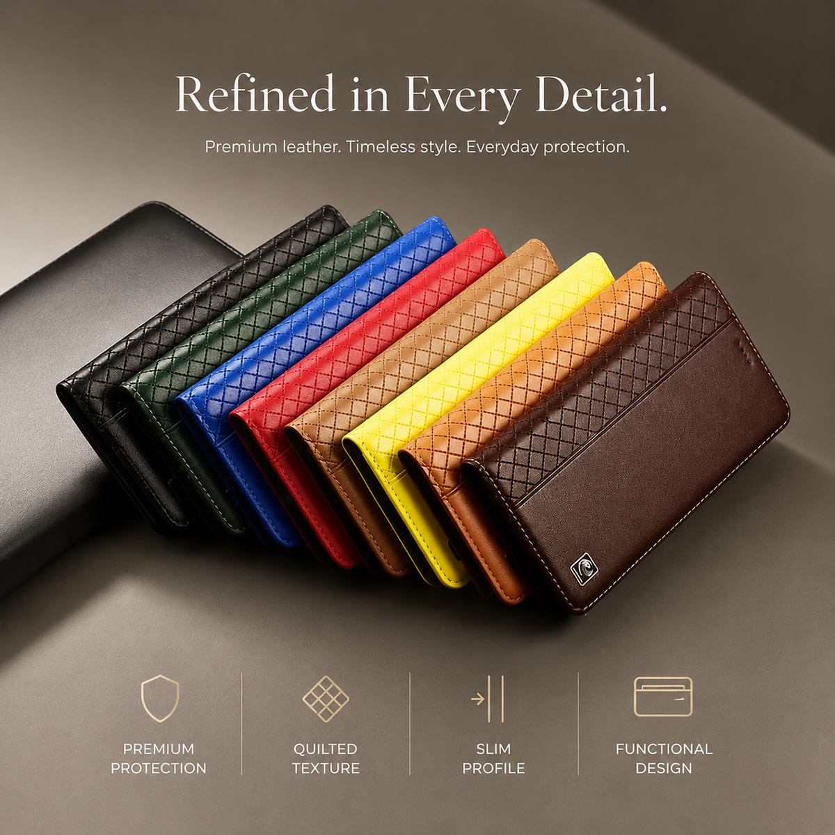 Premium Luxury iPhone Case Genuine Nappa Leather Wallet Flip Cover Card Holder Magnetic Closure Shockproof Full Body Protection Slim Business Design Finish