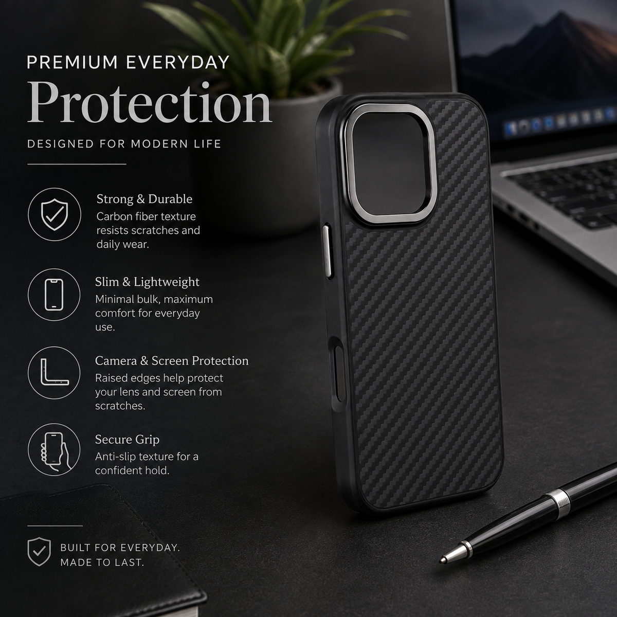 Premium Luxury iPhone Case MagSafe Compatible 1500D Aviation Carbon Fiber Cover Shockproof TPU Ultra Lightweight High Strength Protective Durable Design Finish