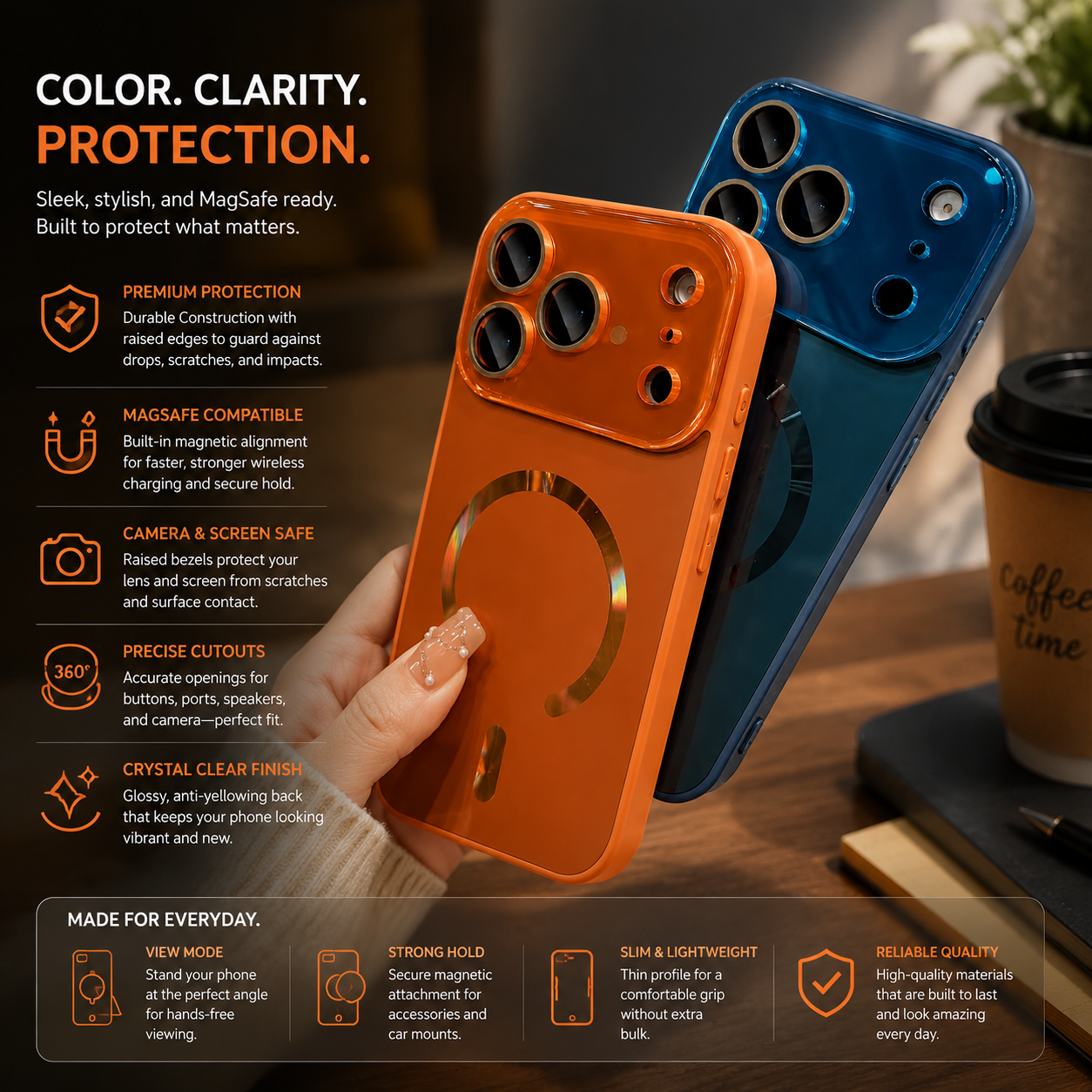 Premium Luxury iPhone Case MagSafe Compatible Flowing Light Big Window Magnetic Shockproof Cover Lightweight Full Protection Anti Scratch Durable Design
