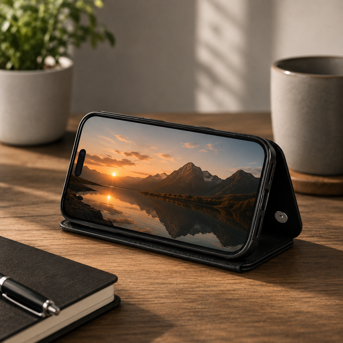 Premium Luxury iPhone Case Magnetic Flip Wallet Cover Faux Leather Card Holder Kickstand Shockproof Full Body Camera Protection Slim Design Finish