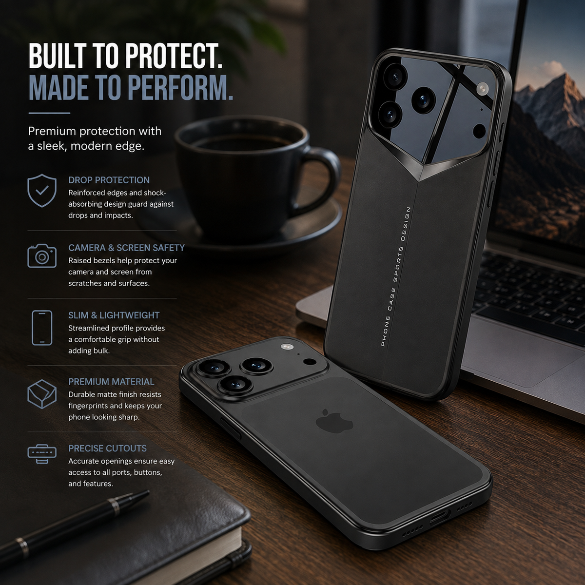 Premium Luxury iPhone Case Ultra Thin Hard Back Cover Shockproof Camera Protection Anti Scratch Full Coverage Slim Protective Design Finish