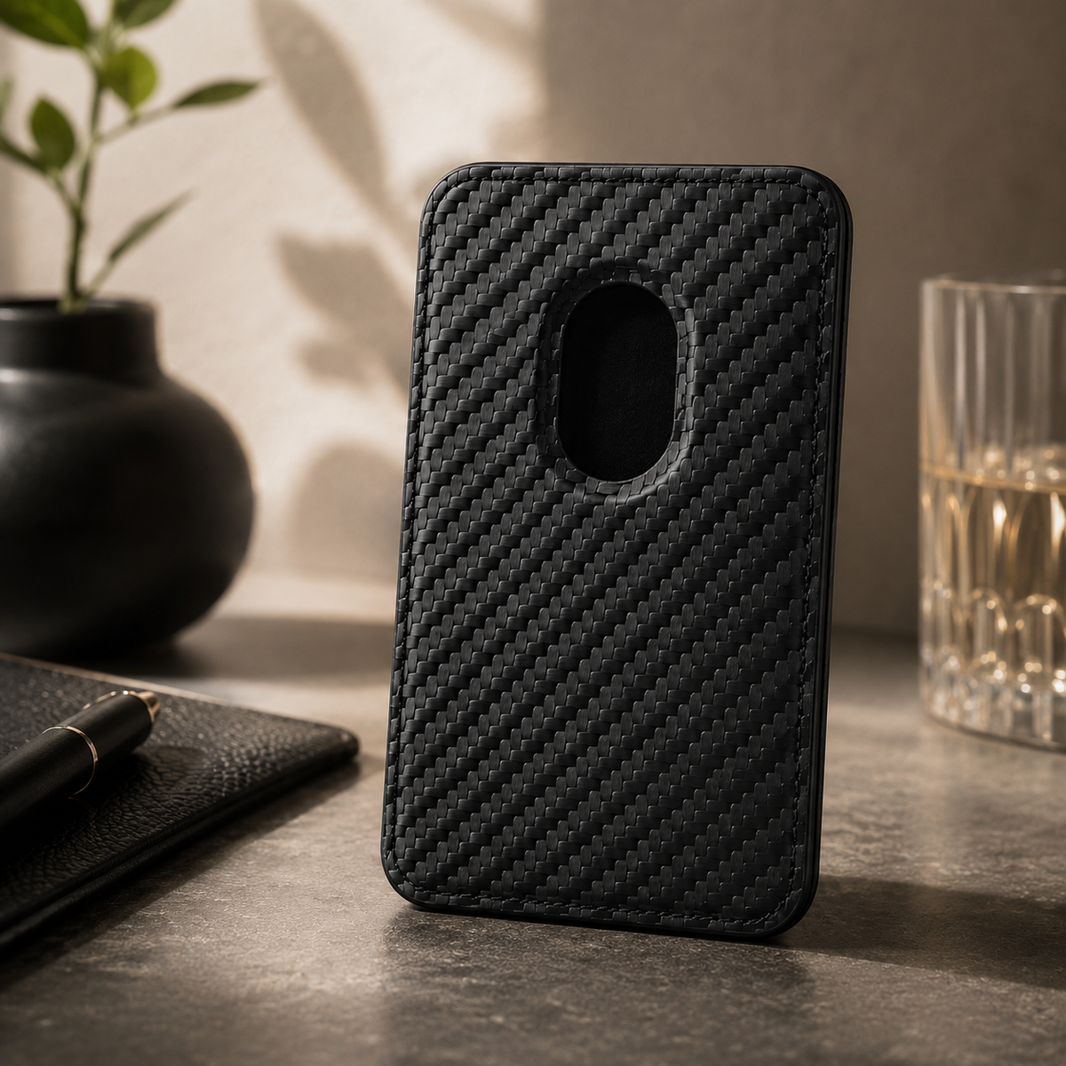 Premium MagSafe Card Holder Wallet Carbon Fiber Magnetic Slim Card Case Credit Card Holder Strong Magnetic Storage Compatible with iPhone