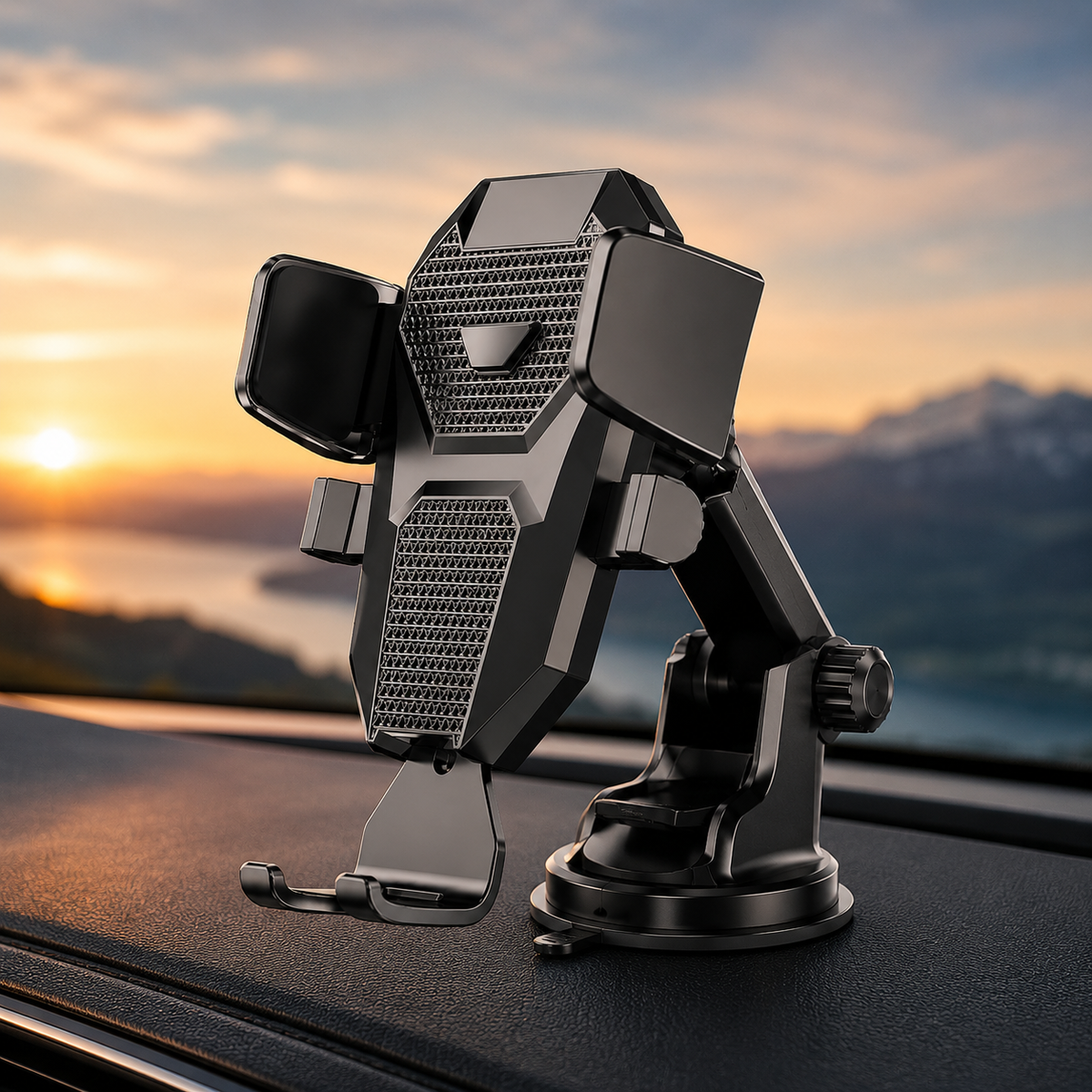 Premium Suction Cup Car Phone Holder Windshield Dashboard Phone Mount 360° Rotating Adjustable Gravity Lock Hands-Free GPS Car Stand Compatible with iPhone