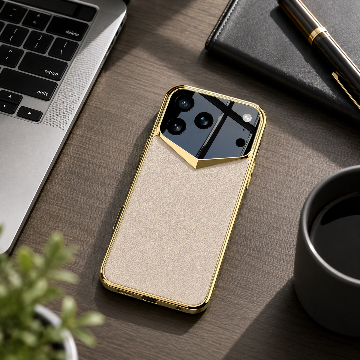 Premium iPhone Case Electroplated Leather Protective Cover Shockproof Hard Shell Camera Lens Protection Anti Fingerprint Anti Scratch Slim Full Coverage