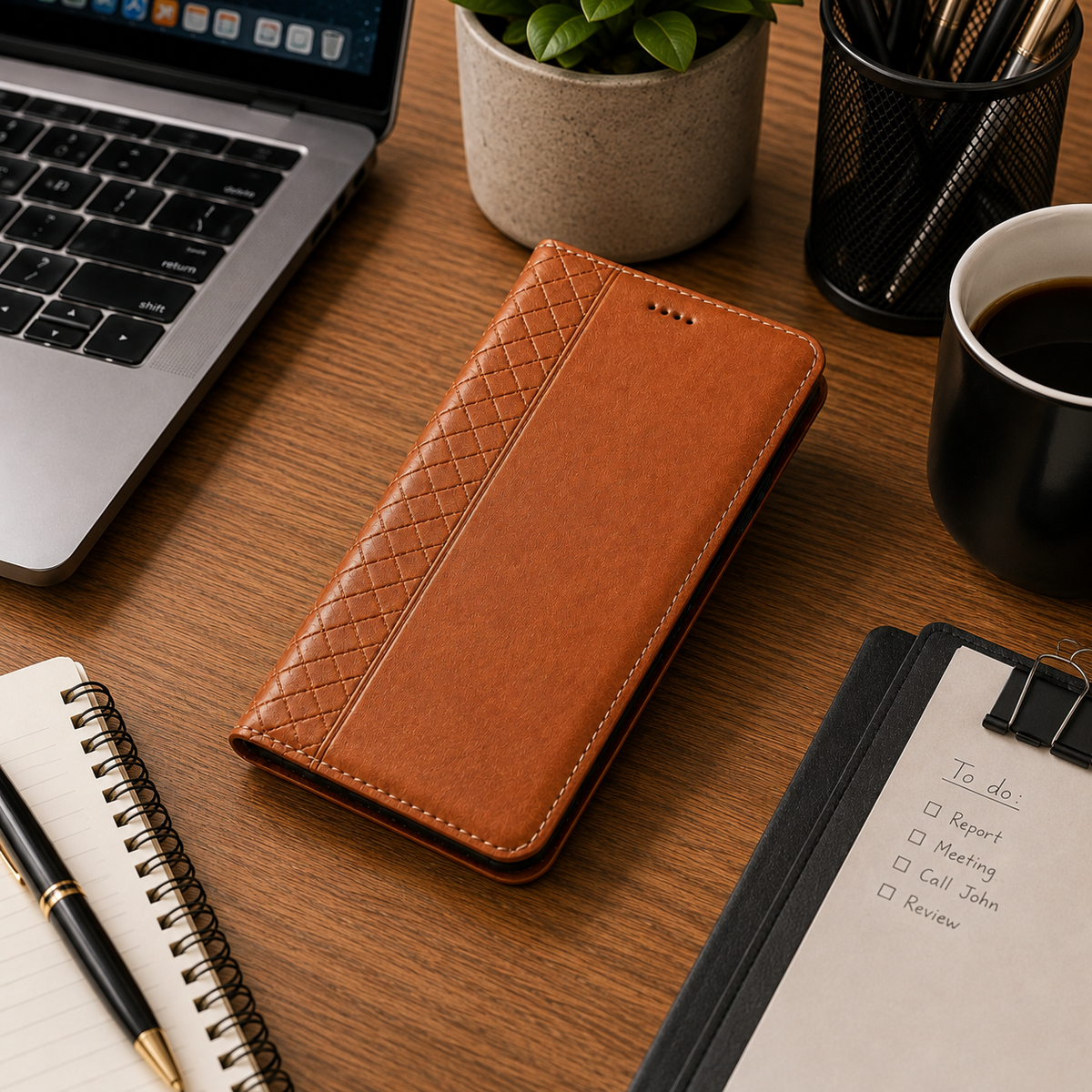 Premium iPhone Case Genuine Nappa Leather Wallet Flip Protective Cover Card Holder Magnetic Closure Kickstand Shockproof Full Body Business Design