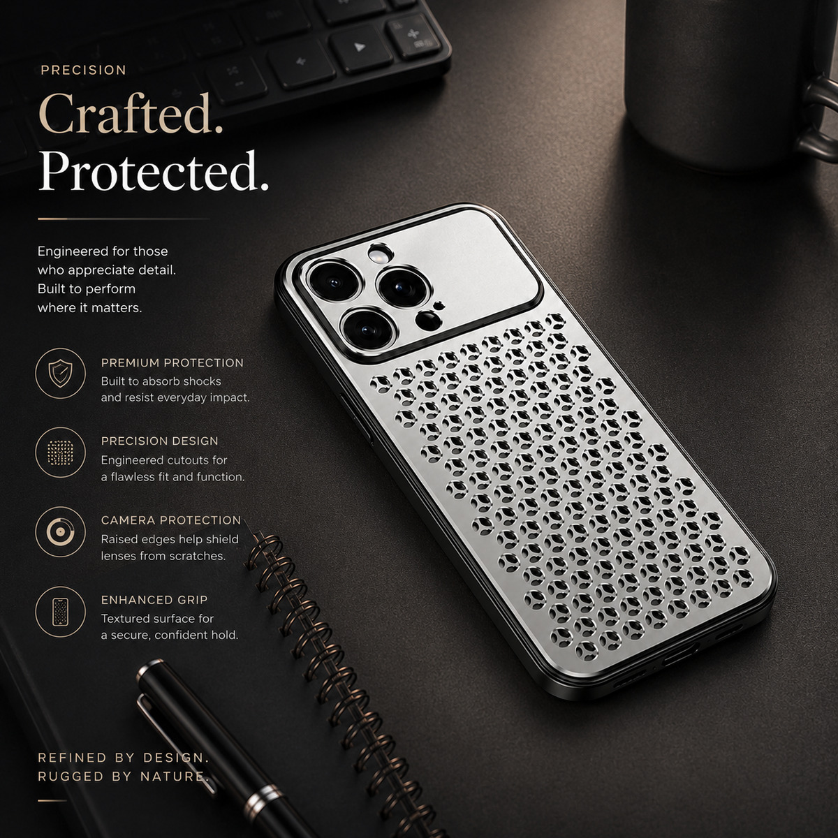 Premium iPhone Case MagSafe Compatible Aluminum Metal Breathable Protective Cover Ultra Thin Matte Anti Scratch Lightweight Heat Dissipation Protective Design