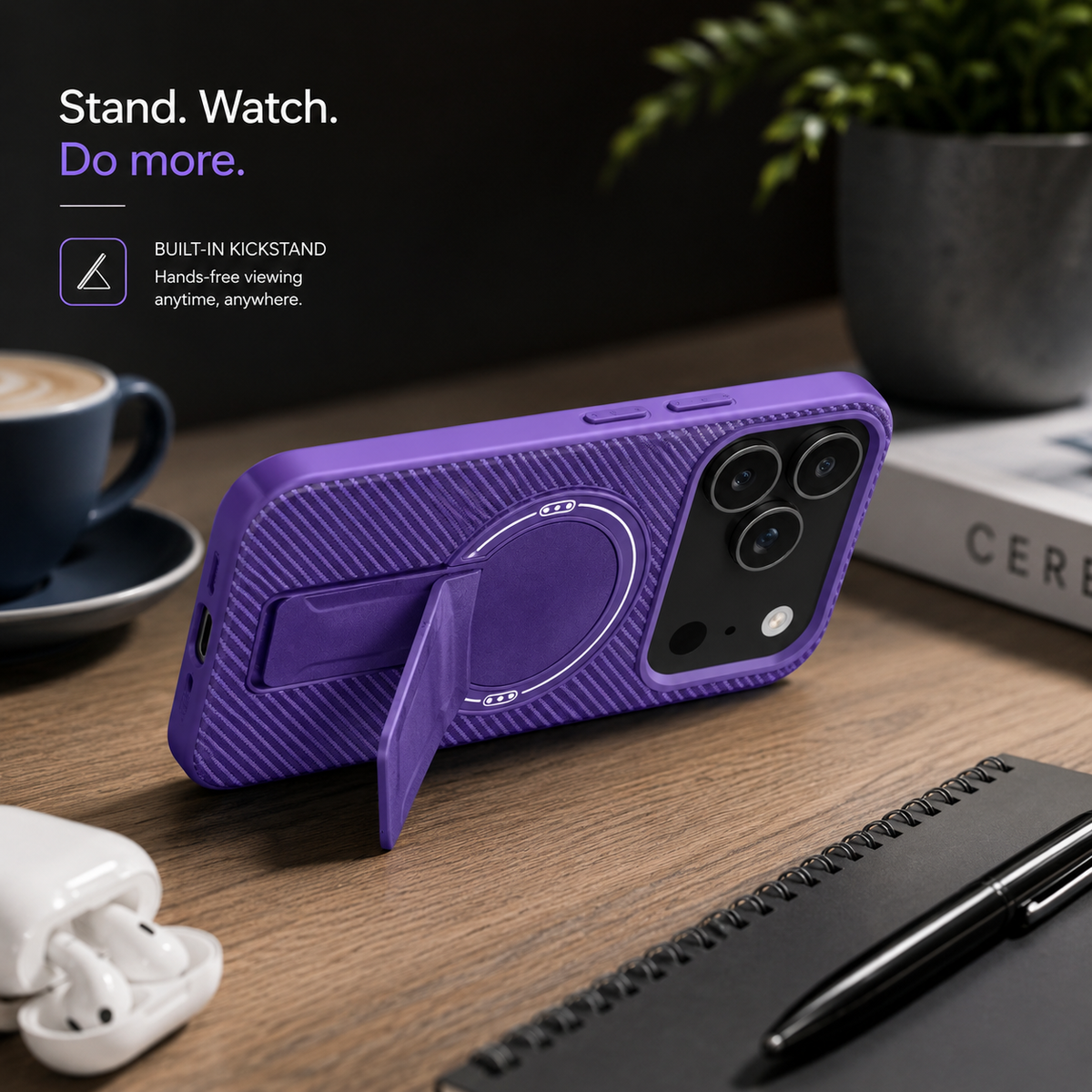 Premium iPhone Case MagSafe Compatible Carbon Fiber Pattern Fold Stand Magnetic Shockproof Protective Cover PC TPU Military Armor Camera Protection Full Coverage