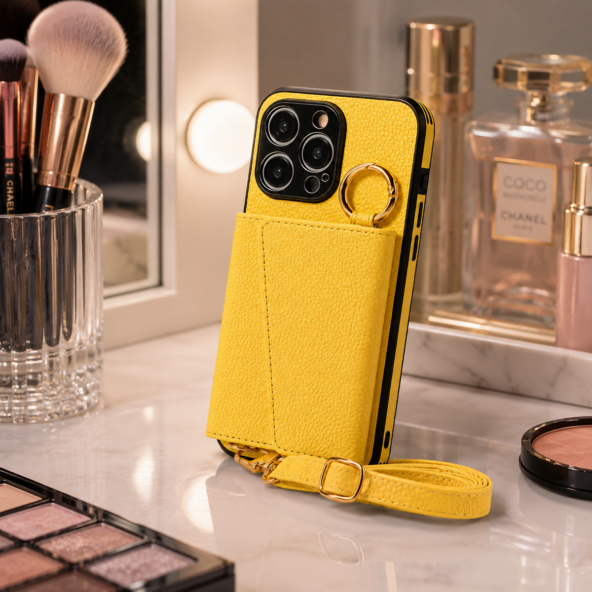 Premium iPhone Case MagSafe Compatible Crossbody Wallet Protective Cover PU Leather Card Holder Ring Stand Adjustable Strap Shockproof Full Body Design