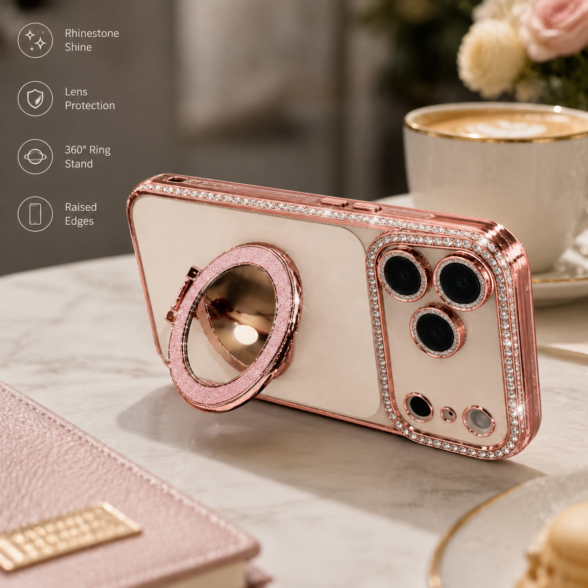 Premium iPhone Case MagSafe Compatible Diamond Mirror Glitter Protective Cover Transparent Shockproof Camera Protection Anti Scratch Slim Design