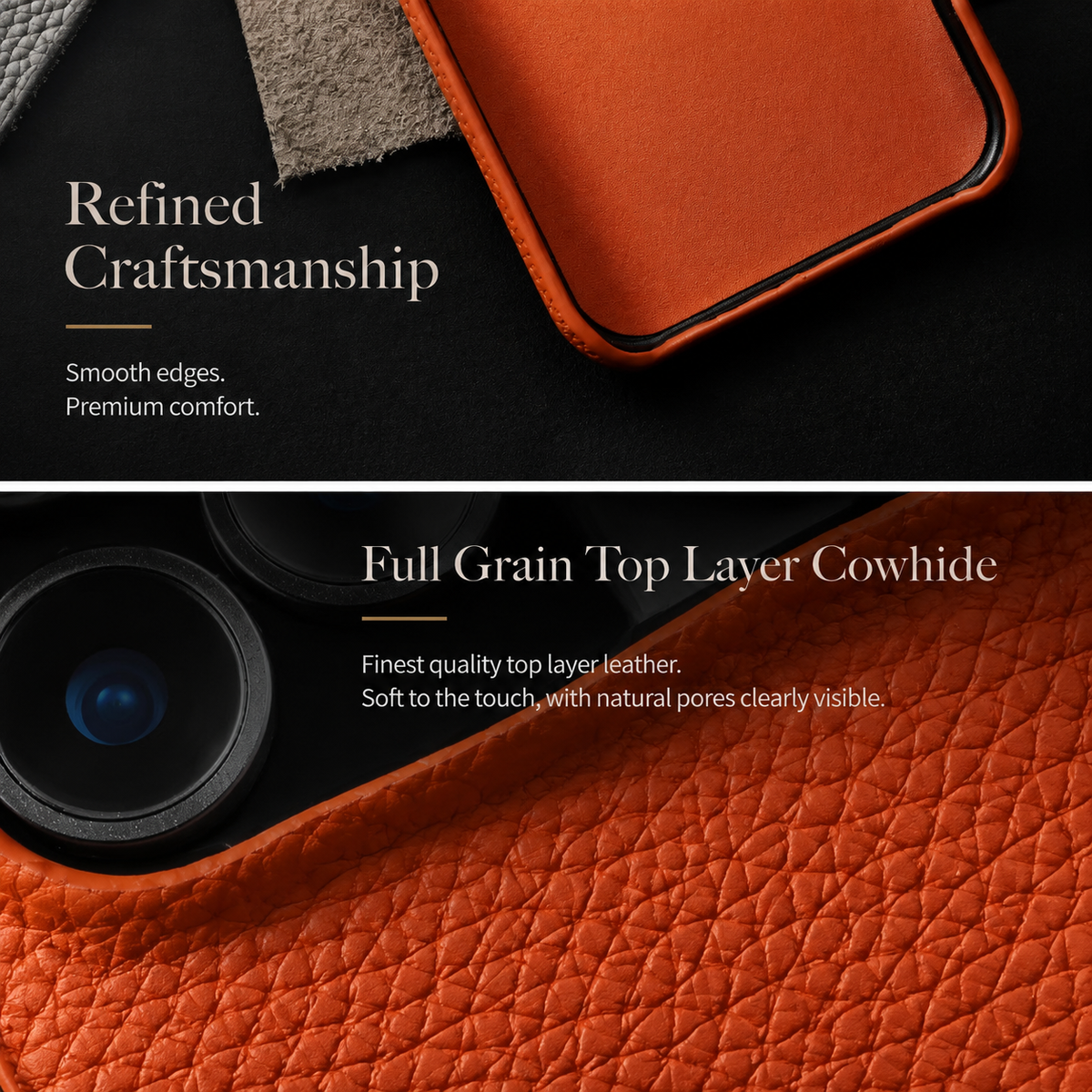 Premium iPhone Case MagSafe Compatible Genuine Leather Magnetic Protective Cover Luxury Cowhide Leather Slim Shockproof Full Coverage