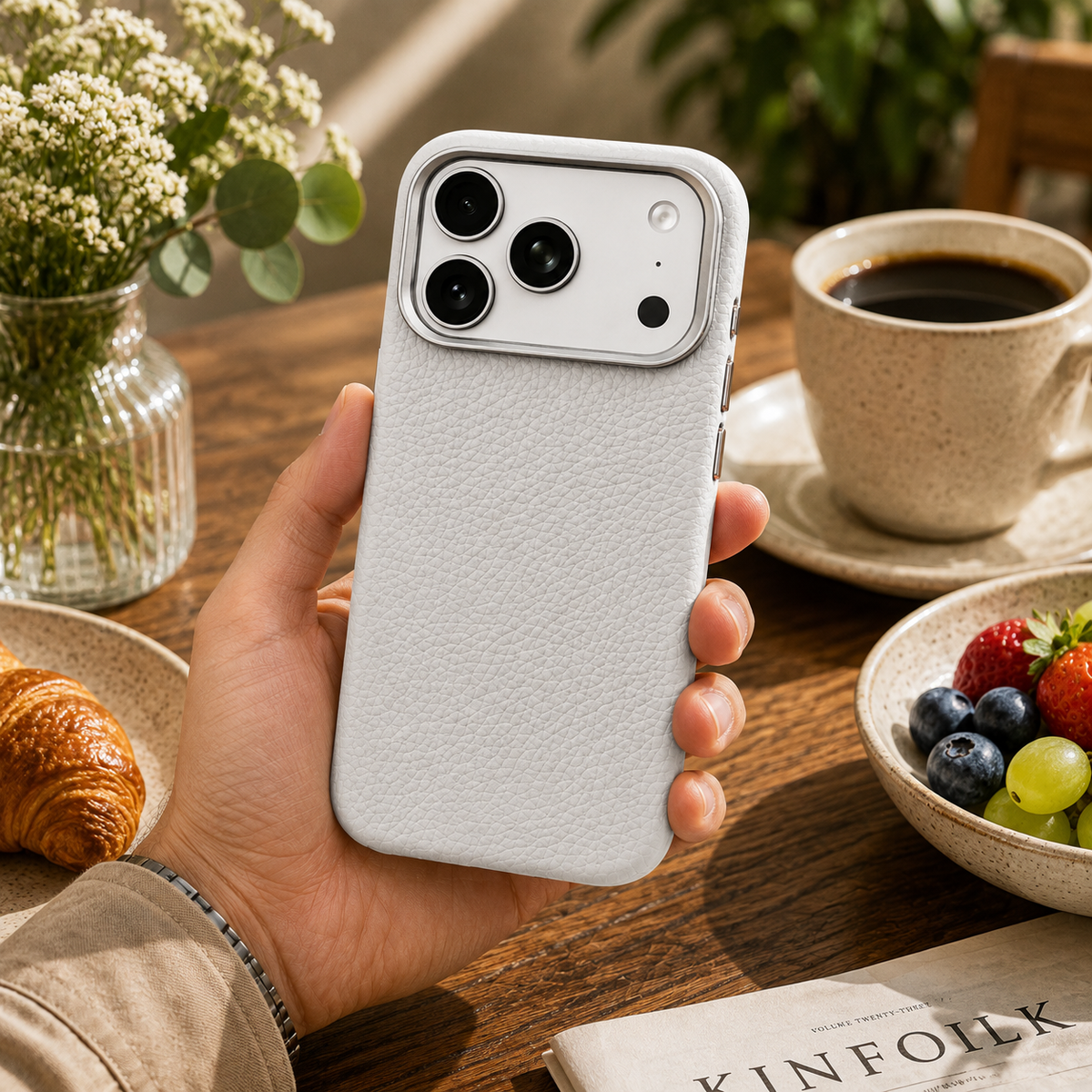Premium iPhone Case MagSafe Compatible Luxury Lychee Leather Protective Cover Magnetic Shockproof Alloy Lens Protection Anti Scratch Full Coverage