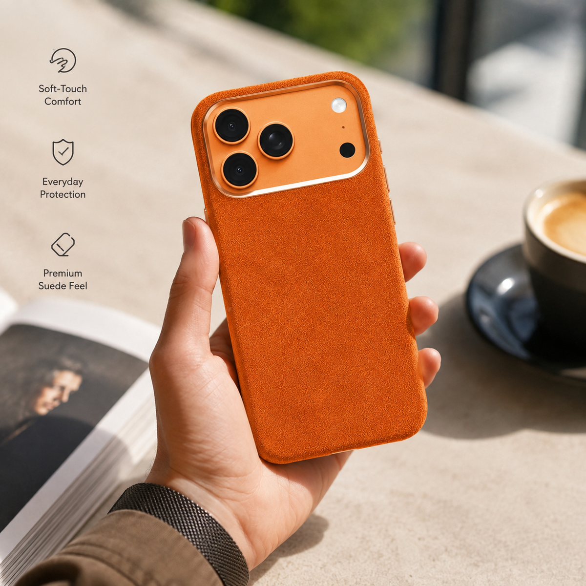 Premium iPhone Case MagSafe Compatible Magnetic Leather Protective Cover Camera Lens Protection Anti Fingerprint Washable Full Coverage Slim Design