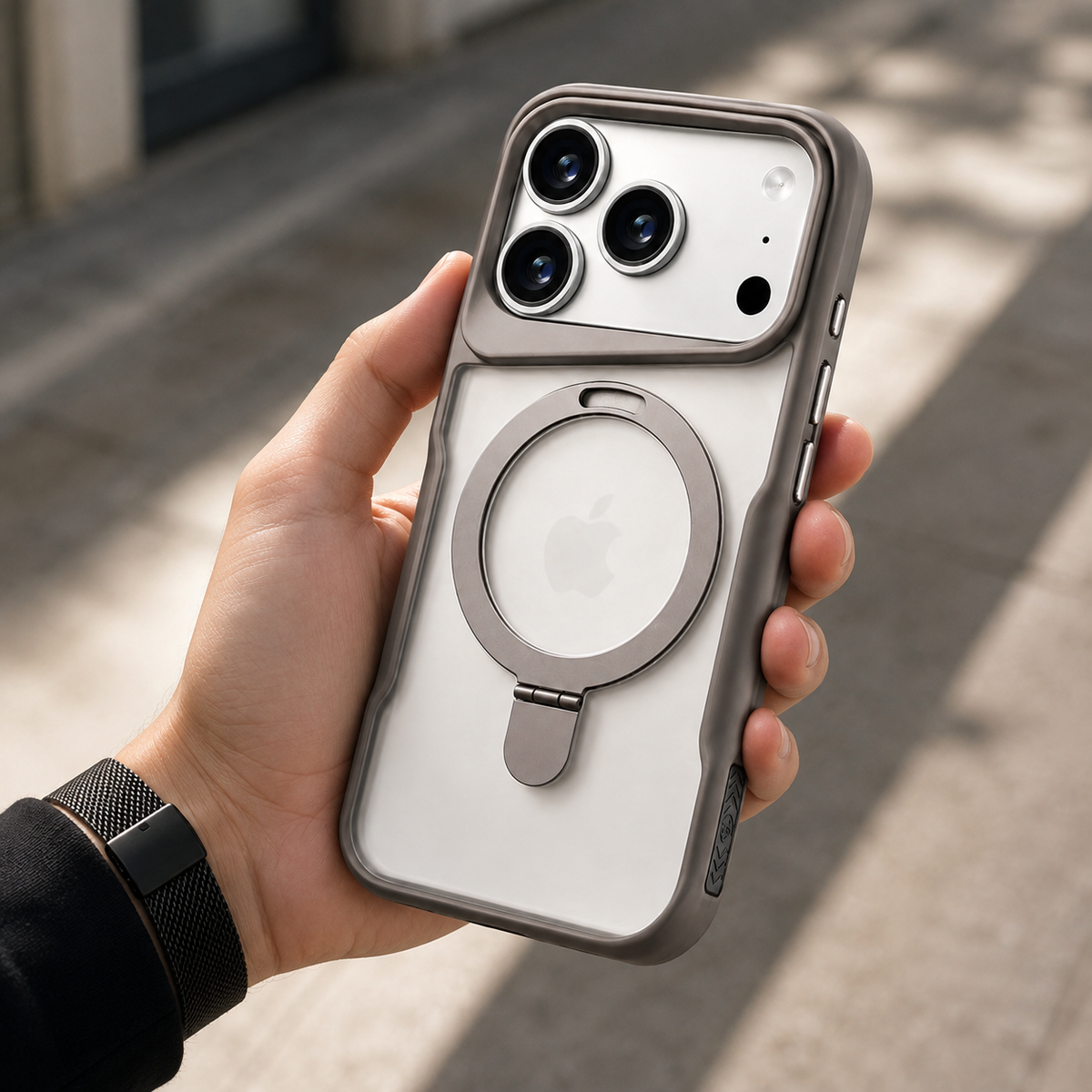 Premium iPhone Case MagSafe Compatible Magnetic Metal Ring Stand Shockproof Bumper Cover Translucent Matte Protective Case Anti Scratch Slim Full Coverage