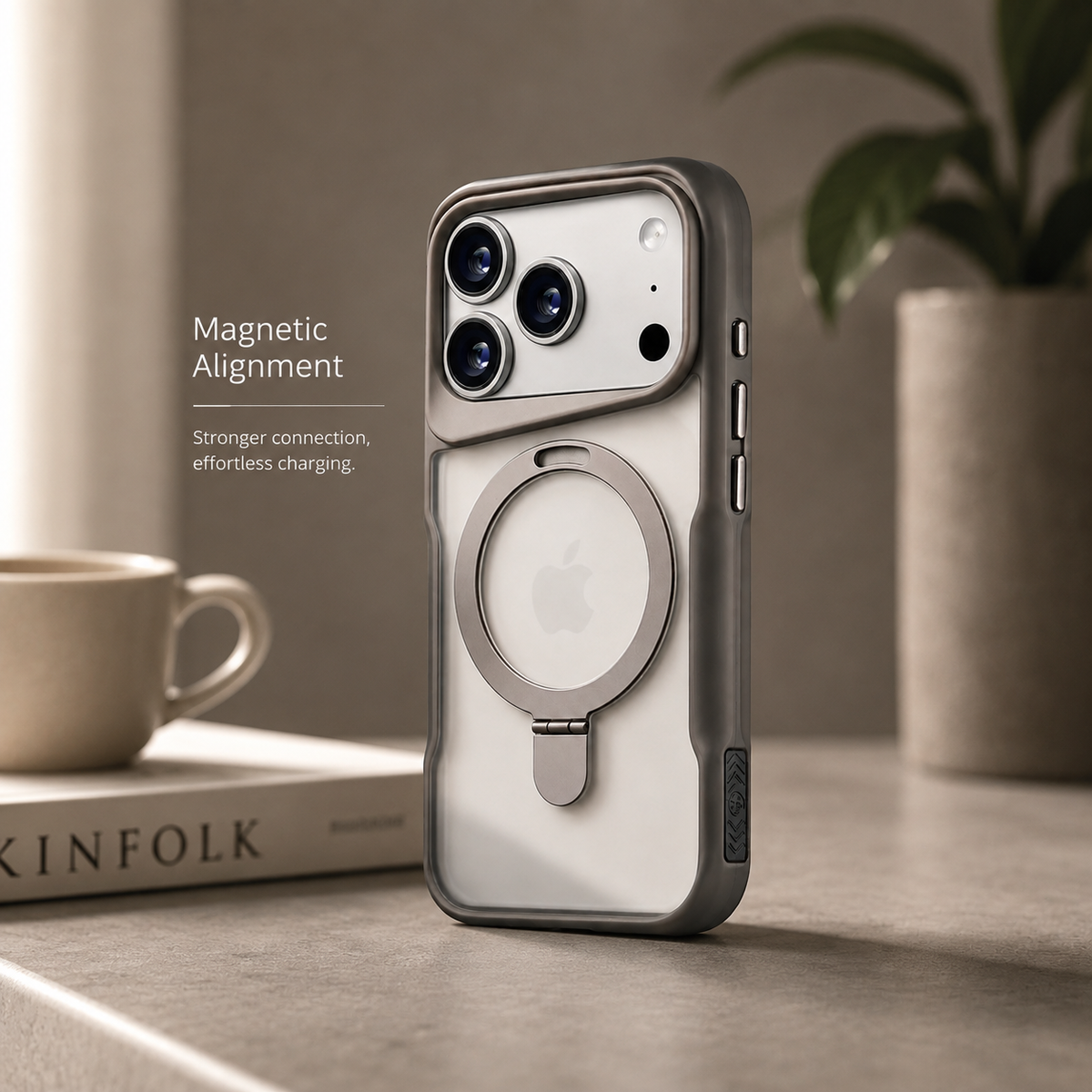 Premium iPhone Case MagSafe Compatible Magnetic Metal Ring Stand Shockproof Bumper Cover Translucent Matte Protective Case Anti Scratch Slim Full Coverage