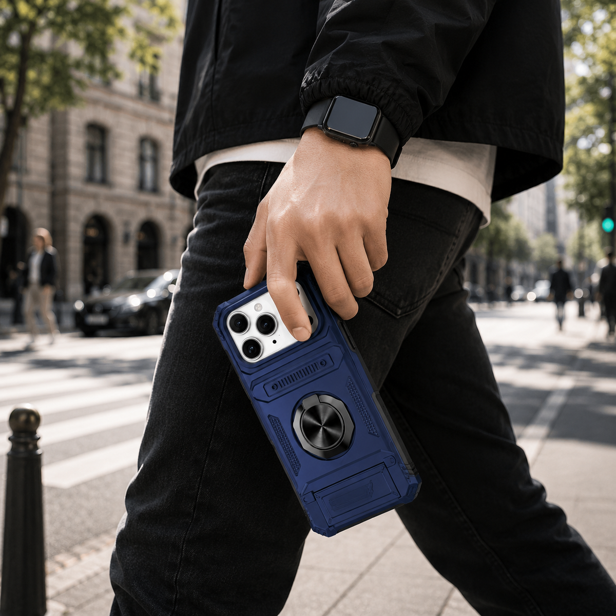 Premium iPhone Case MagSafe Compatible Magnetic Rotating Ring Kickstand Wallet Cover Heavy Duty Shockproof Protective PC Case Card Holder Full Coverage
