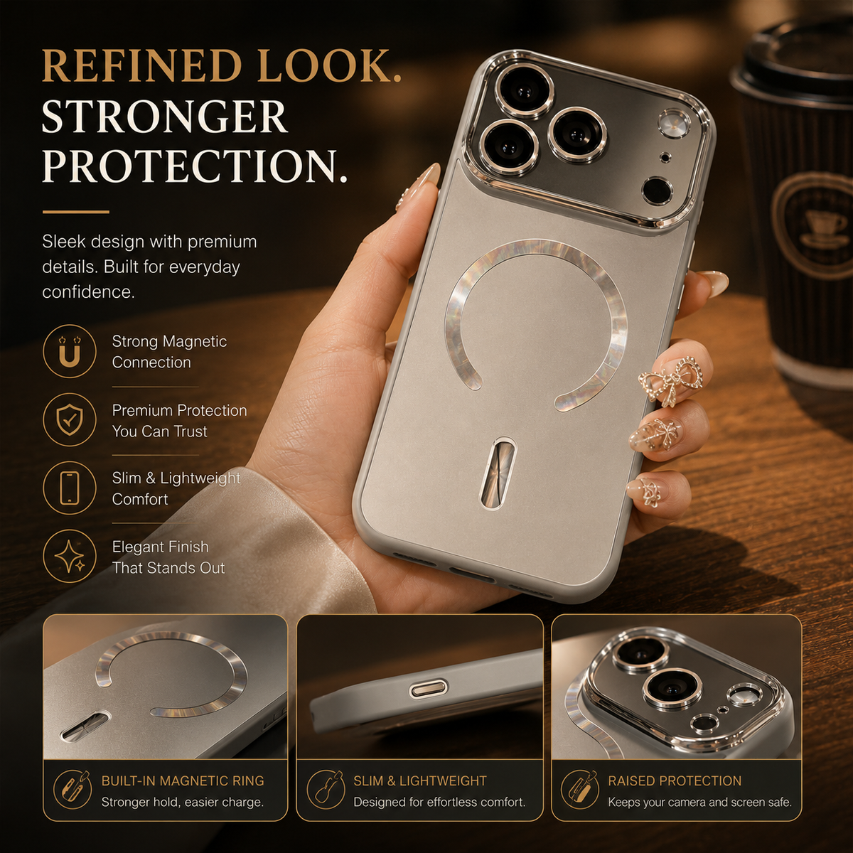 Premium iPhone Case MagSafe Compatible Protective Cover Camera Lens Protection Shockproof Matte Glass Magnetic Anti Fingerprint PC TPU Slim Full Coverage