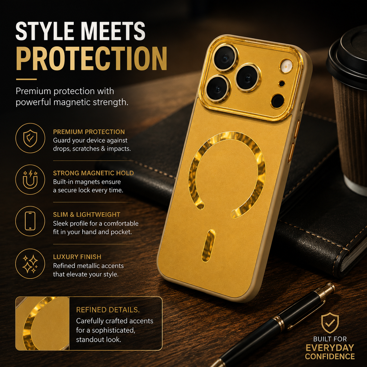 Premium iPhone Case MagSafe Compatible Protective Cover Camera Lens Protection Shockproof Matte Glass Magnetic Anti Fingerprint PC TPU Slim Full Coverage