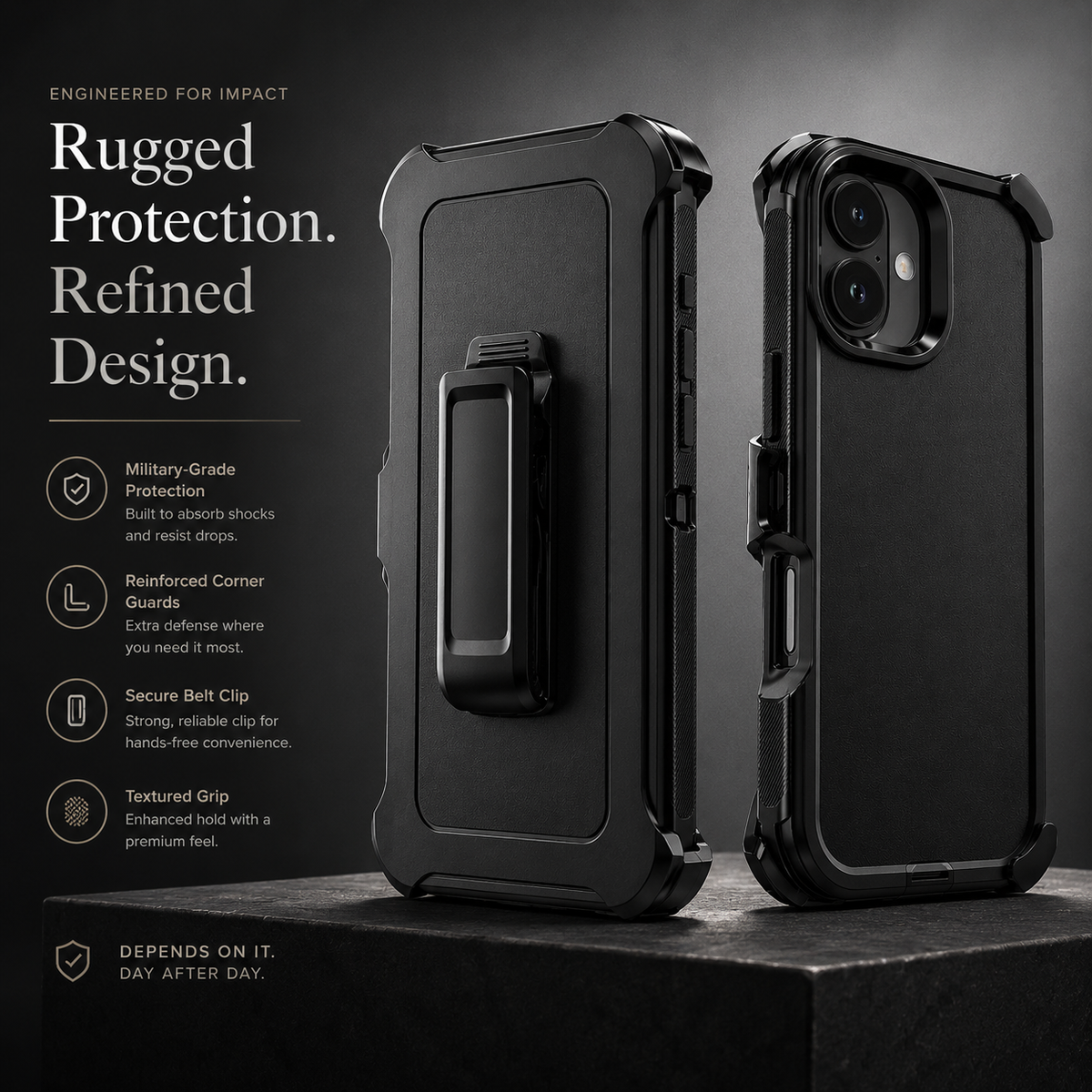Premium iPhone Case MagSafe Compatible Rugged Holster Protective Cover 3 Layer Shockproof Armor Belt Clip Wireless Charging Anti Scratch Full Coverage