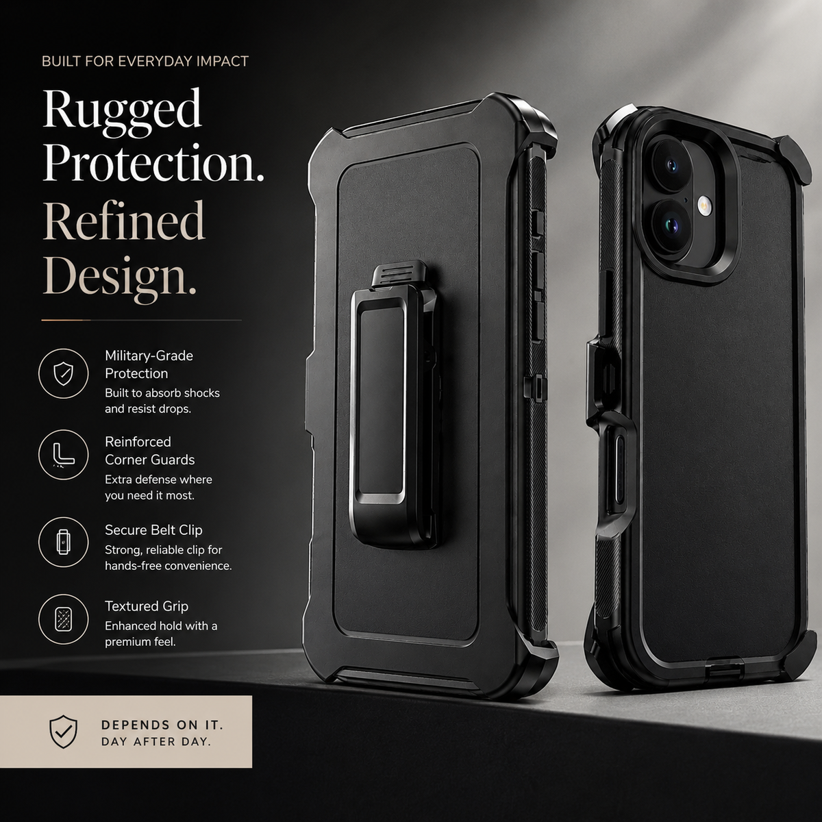 Premium iPhone Case MagSafe Compatible Rugged Holster Protective Cover 3 Layer Shockproof Armor Belt Clip Wireless Charging Anti Scratch Full Coverage