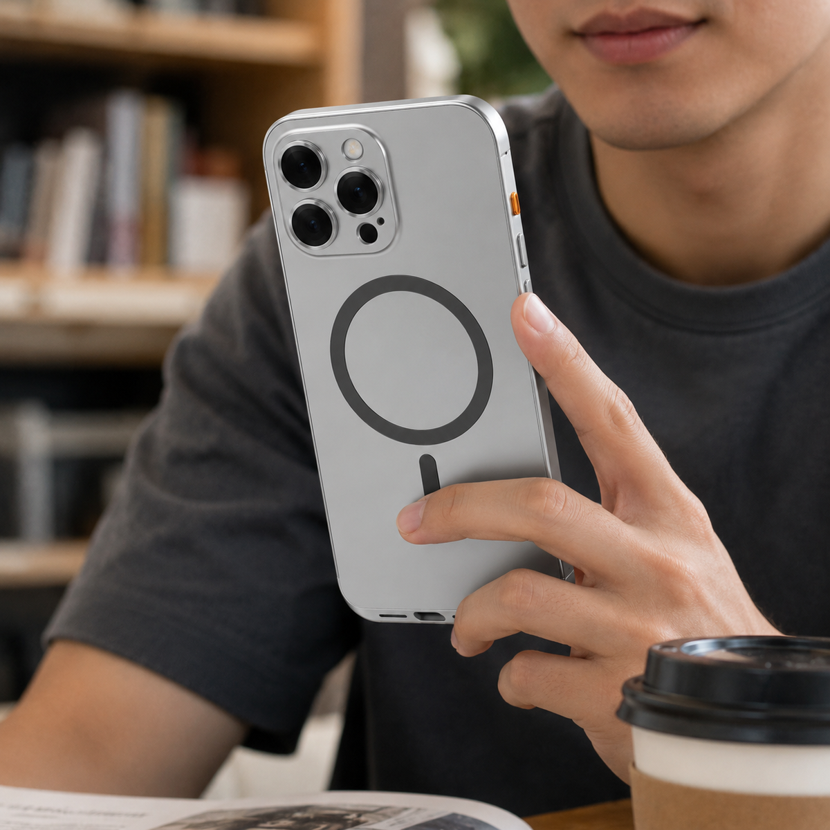 Premium iPhone Case Magnetic Aluminum Metal Frame Protective Cover MagSafe Compatible Hard PC Back Shockproof Anti Scratch Matte Anti Fingerprint Slim Design