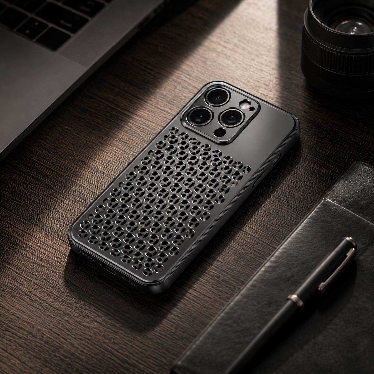 Premium iPhone Case Protective Cover Camera Lens Protection Aluminum Alloy Metal Frame Anti Scratch Anti Fingerprint Breathable Back Slim Full Coverage
